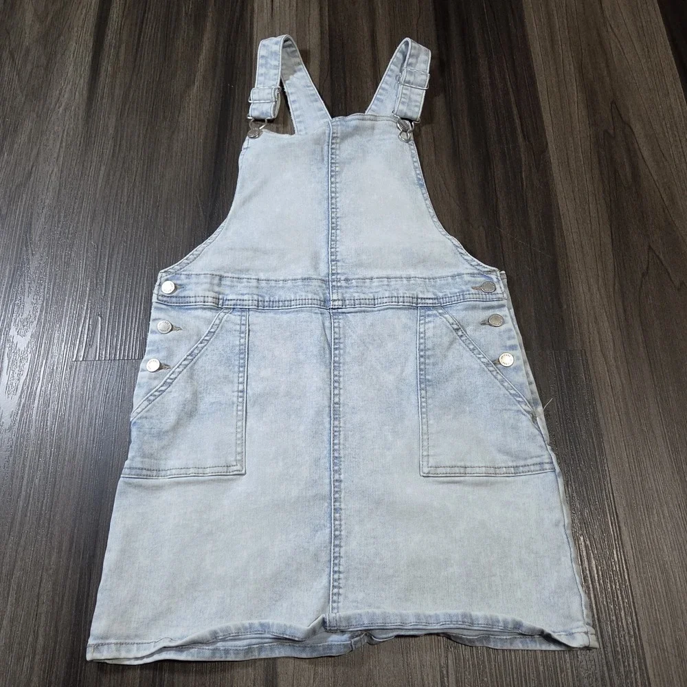 Girls Art Class Denim Overalls Jeans Dress Size Large 10-12 Light Blue Pockets